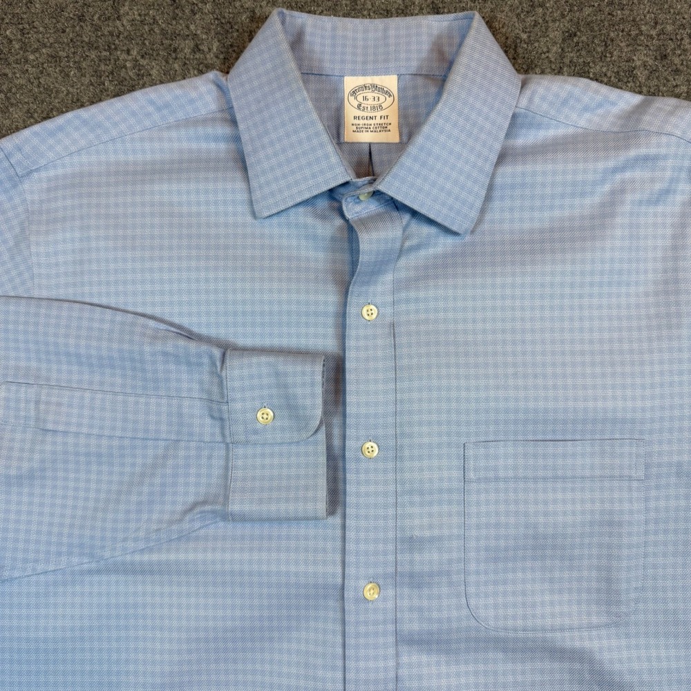 Brooks Brothers Regent Fit Non-Iron Stretch Supima Cotton Shirt Blue 16-33